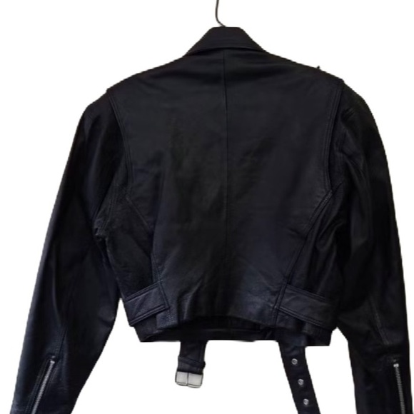 Wilson Black Leather Motorcycle Jacket with Asymmetrical Zipper - Picture 2 of 10